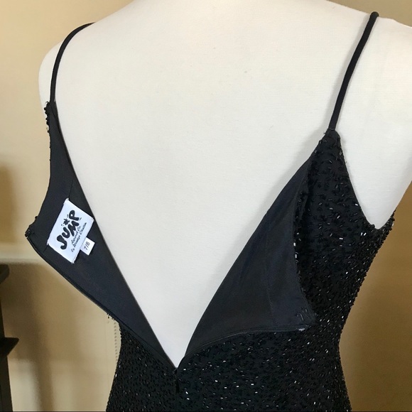 Black Sequence Spag Strap Evening Gown by Jump - Picture 8 of 8